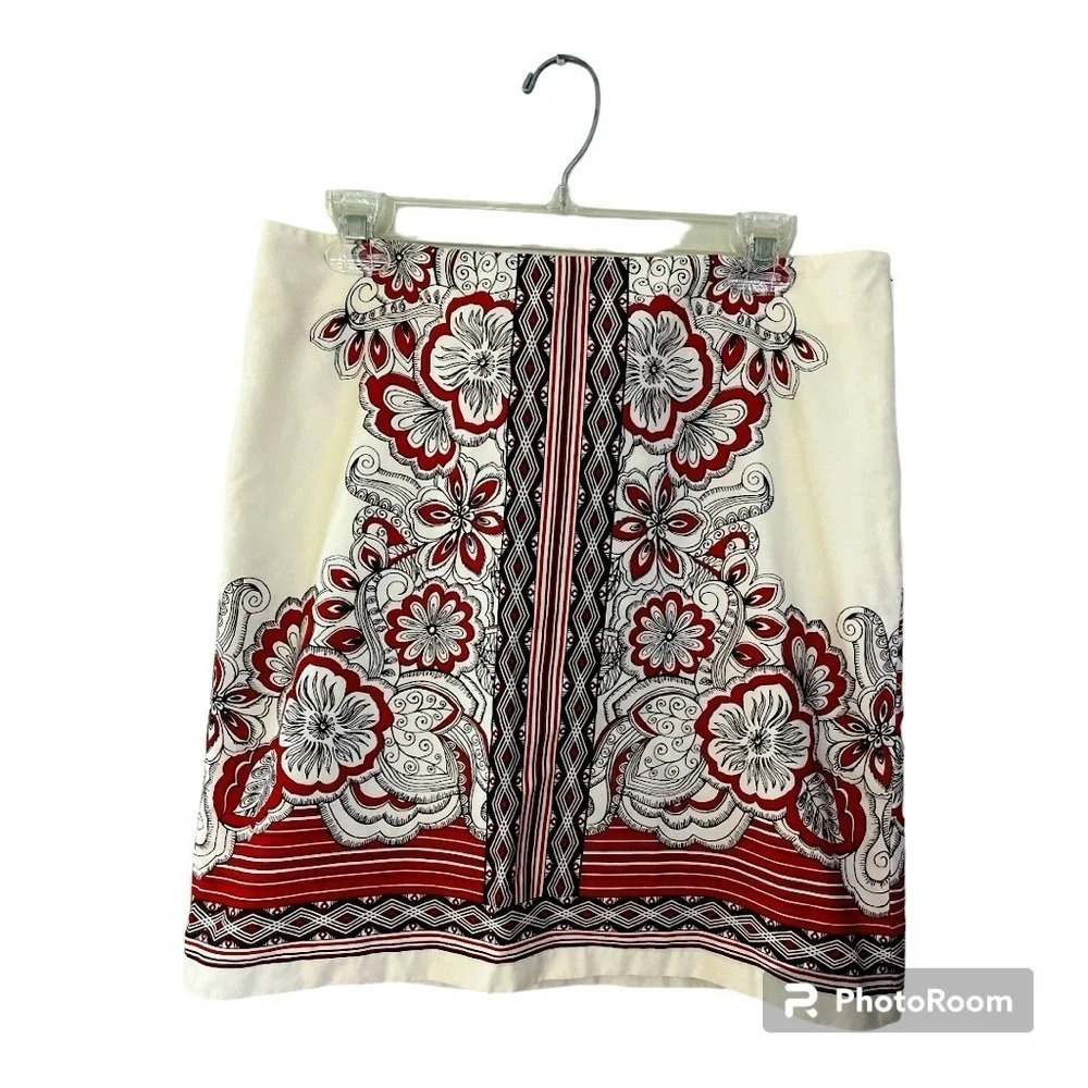Ann Taylor Loft Petites 100% cotton romantic printed skirt size 10p